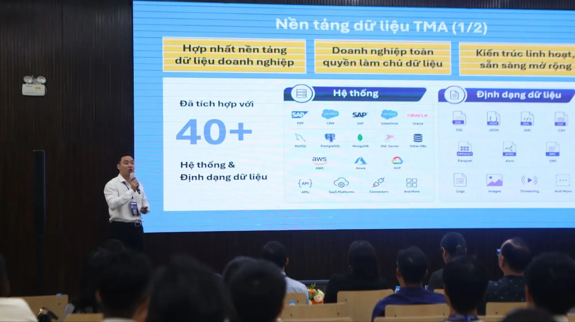 Mr. Pham Tuan Anh – Director of AI Center at TMA, presenting Local Data & AI Solutions.